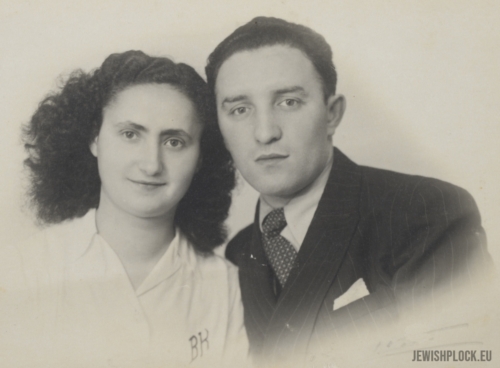 The wedding photograph of Israel Abram (Julius) Bomzon and Bella Bomzon nee Kociolek, Marsac, 7 April 1946 